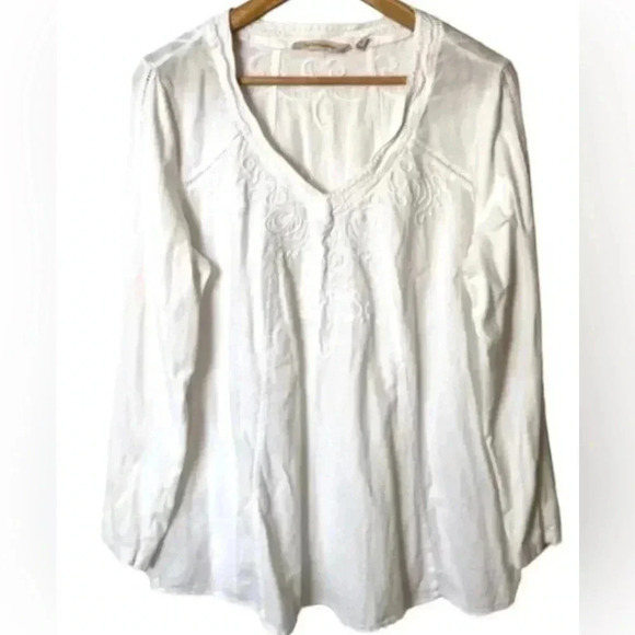 Soft Surroundings White Embroidered Tunic
Women's Size M Coastal Grandma Cotton - Picture 9 of 16